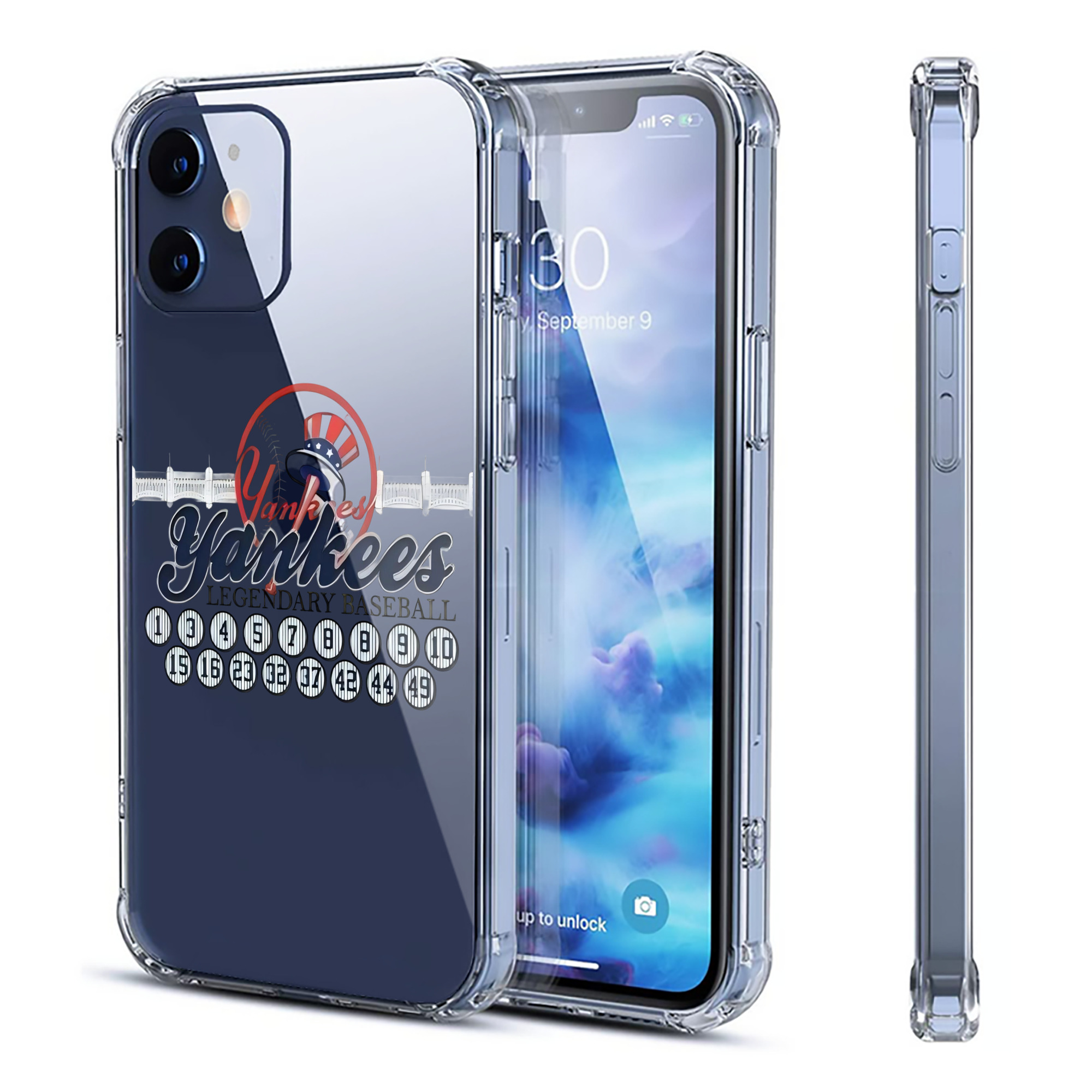 New York Yankees Legendary Baseball Clear IPhone 12 Case – Soft TPU With UV Print – Enhanced Drop Protection, Precise Fit, Anti-Fingerprint, Customizable Design, Scratch-Resistant, Yellow-Resistant